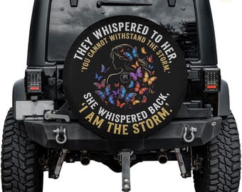 I Am The Storm Women's Power Spare Tire Cover – Waterproof UV Resistant Protector with Camera Hole