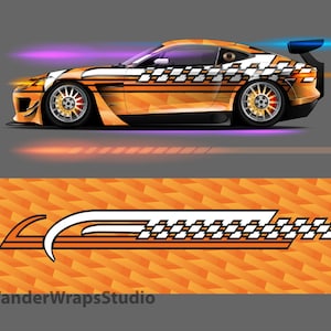 Master the Circuit Race Car Livery Vehicle Wrap Design Background | Large Format Print File Only | Editable Colors (.EPS, .PDF)