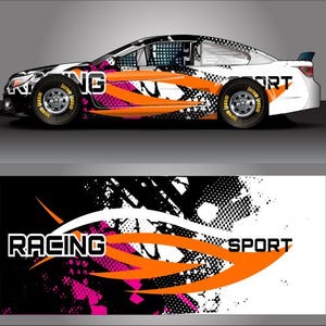 Racing Sport Race Car Livery Vehicle Wrap Design Background | Large Format Print File Only | Editable Colors (.EPS, .PDF)