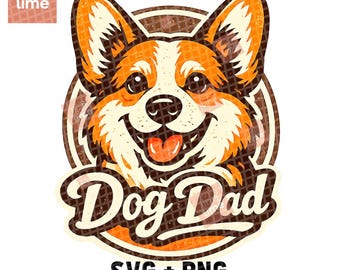 Cadeau papa chien corgi SVG PNG | Design de chemise corgi rétro | Cadeau de fête des pères pour les amoureux des chiens