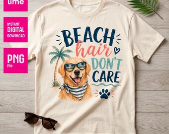 Golden Retriever Strandhaar Pflege PNG | Sommer-Hund Mom Shirt Design Sublimation (digitaler Download)