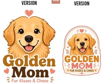 Golden Retriever SVG | Maman chien doré PNG | Bisous de fourrure et chaos | Téléchargement numérique pour la sublimation de silhouettes Cricut