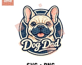 Frenchie chien papa cadeau SVG PNG | Design de chemise bouledogue français | Cadeau fête des pères | Cadeau rétro pour amoureux des chiens