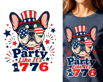 Chien Frenchie patriotique SVG | 4 juillet PNG | Fête de l'indépendance (fichier numérique)