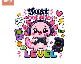 Axolotl Gamer PNG | Un seul niveau de sublimation de plus | Clipart de jeu vidéo kawaii | Téléchargement numérique