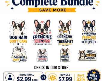 Lot de bouledogue français SVG | Clipart PNG de maman Frenchie | Conception drôle de chemise de chien | Téléchargement numérique