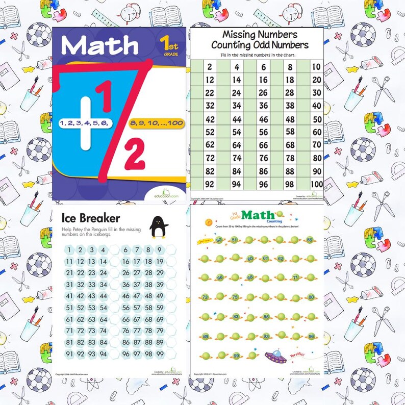 1st Grade Worksheets Mega Bundle | 16 Printable Workbooks | Math ...