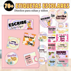 Etichette Escolari per stampare / Archivio digitale di adesivi Escolari personalizzabili / Disegni per mochila, quaderni, libri