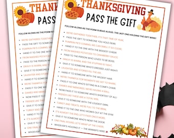 Thanksgiving Pass The Gift Game - Party Game Sign For Family, Friends, Office Parties, Group Fun (GEPS01) - View #2
