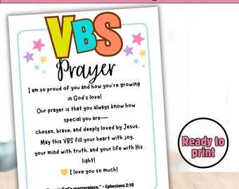 VBS Thank You Cards for Kids, VBS Teacher Gift, Vacation Bible School Prayer Cards for Volunteers and Crew, VBS Appreciation Gift Card