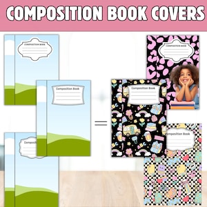 Custom Composition Notebook Template, Composition Notebook Cover Template, Composition Book Fully Editable Canva Frame, DIY Digital Download