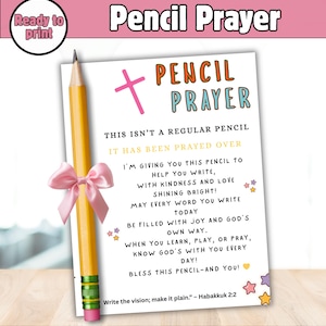 Pencil Prayer Tag, Backpack Blessing Kit, Back to School Blessing, Student or Teacher Gift, First Day of School Gift Tags, Pencil gift tag