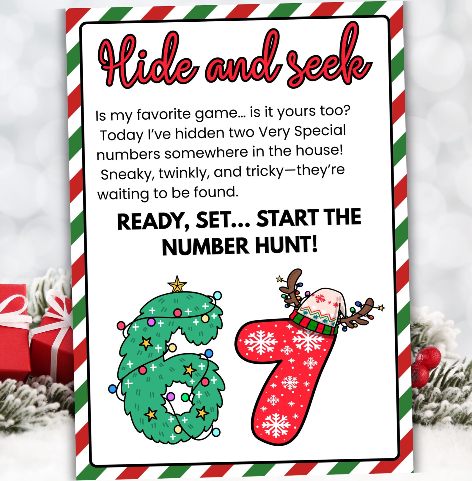 Elf 6 - 7 Hide and Seek Game, Elf 6-7 Scavenger Hunt, Hide Seek Number ...