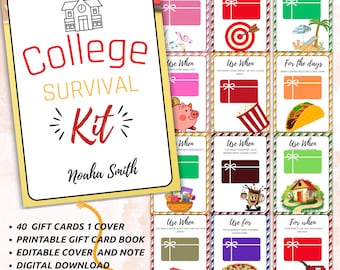 Printable High School Graduation Gift Card Book | College Graduation Gift Card Book | Grad Gift Card Book, College Survival Kits Printable
