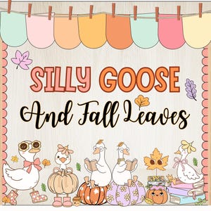 Fall Halloween Bulletin Board Kit Silly Goose,  Fun Classroom Door Decorations,Editable Classroom Decor, Printable Door Decor, Teacher Decor
