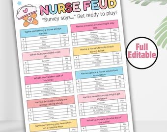 Bestseller Nurse Feud Game, Nurse Appreciation, Printable Nursing Party Game, Nursing Graduation Game, Nurse Week Activity, Healthcare Team