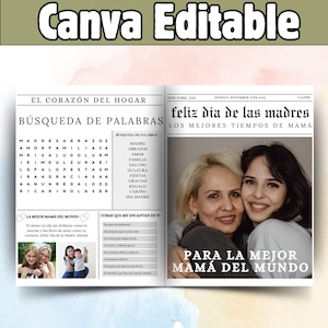 Trendy Bestseller Editable  Mother's Day Newspaper Template English and Spanish, Mother's Day newspaper bouquet wrap Flower Bouquet wrap,