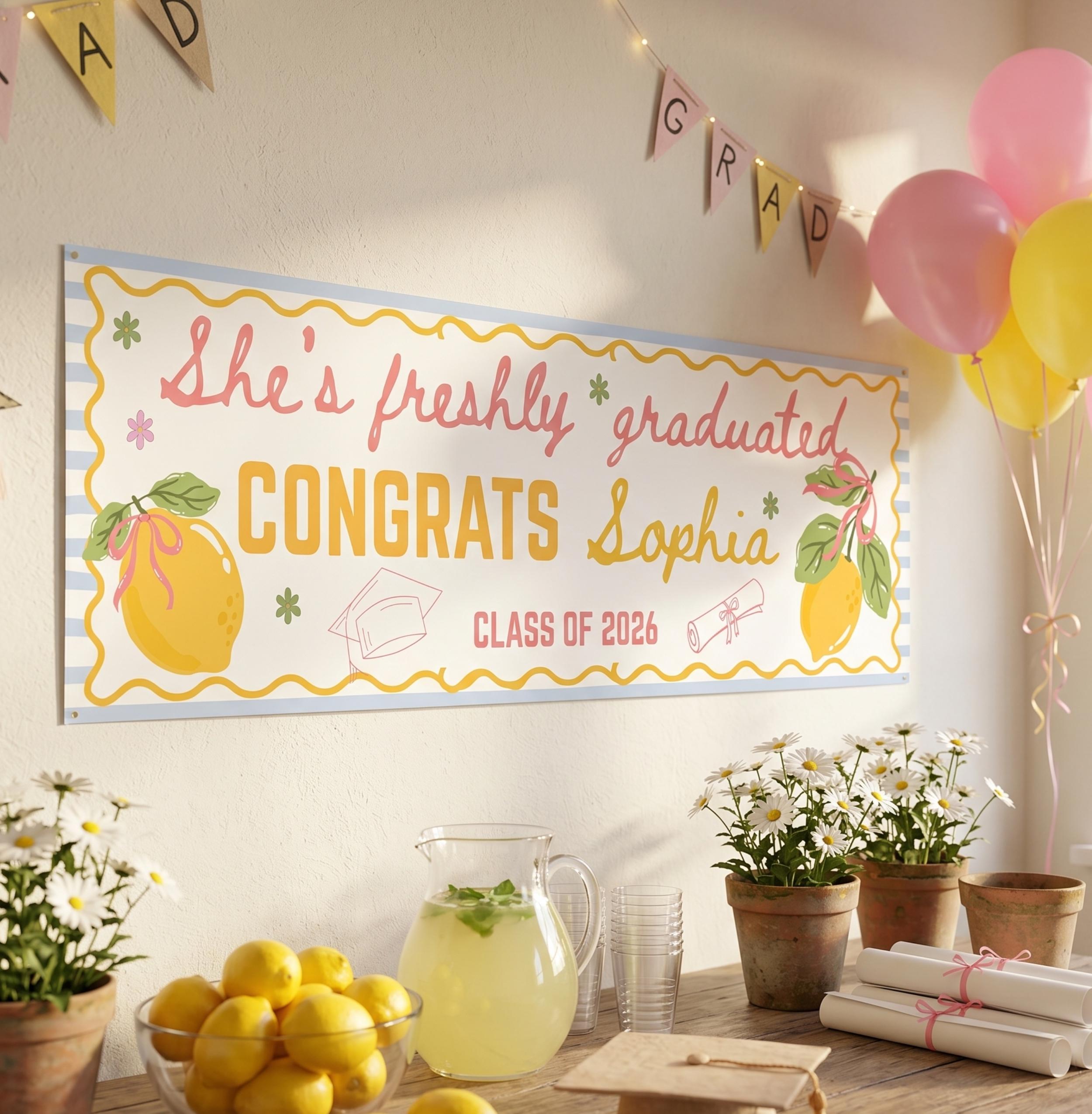10 Lemon Graduation Banner Template Bundle | Lemon Theme, Freshly ...