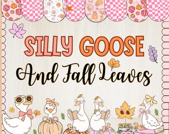 Silly Goose Fall Bulletin Board Kit, Classroom Autumn Decor Teacher,Printable Pumpkins Leaves, Fall Halloween Bulletin Board Kit Silly Goose