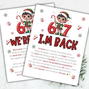 Printable 6-7 Elf Arrival Letter, Six Seven Trending Meme Christmas Elf Letter,  Elf Welcome Letter, digital download