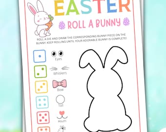 Easter Roll a Bunny Dice Game, Printable Easter Party Game for Kids, Easter Activity, Easter Classroom Party Game, Easter Office