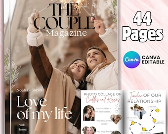 Trendy Custom Couples Magazine Template | Anniversary & Relationship Gift | Digital Gift for Him and Her,Engagement Gift Couple edition