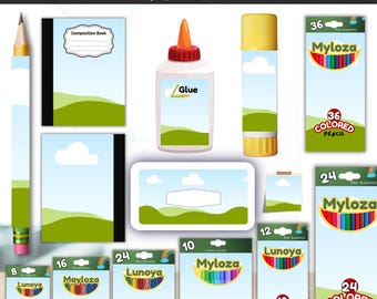 Editable School Supplies Labels, Canva Templates, Back to School Organization (Digital Download)