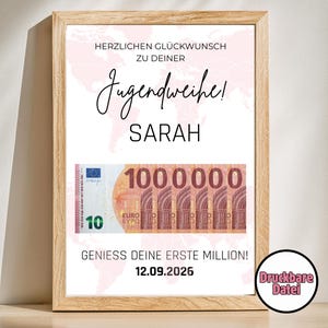 Regalo de consagración juvenil alemán personalizable "Tu primer millón", idea de regalo DIY, regalo para consagración juvenil.