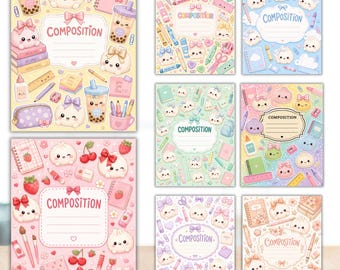 Editable Glitter Dumplings Composition Notebook Covers for girls, Back to School Printable