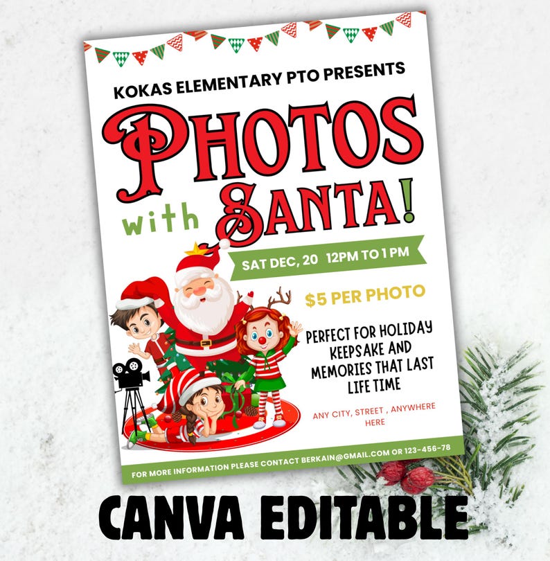 Photos With Santa Flyer: Editable Christmas Event Template (digital ...