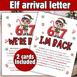 Printable 6-7 Elf Arrival Letter, Six Seven Trending Meme Christmas Elf Letter,  Elf Welcome Letter, digital download