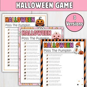 Pass the Pumpkin Halloween Game 3 Versions | Printable Halloween Party Game for Kids & Family | Pass the prize Halloween Game