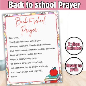 First Day of School Prayer Bookmark, Backpack Blessing Bookmark, Back to School Blessing Bookmark, school year Prayer, Christian School Gift
