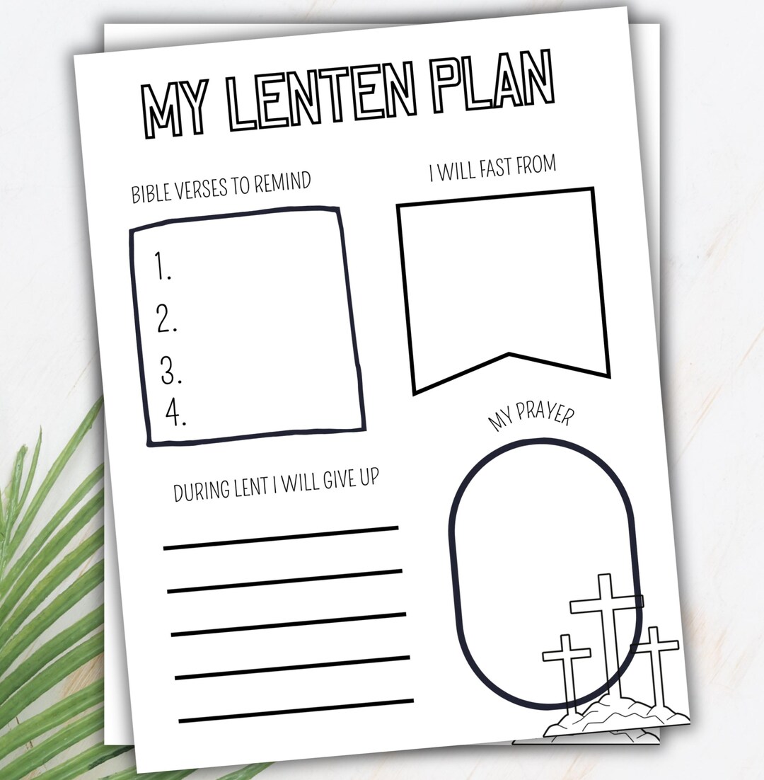 Kids Lent Planner/goal, My Lenten Plan,lent Kids Activity Plan, Ash ...