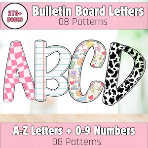 School Supply Bulletin Board, Alphabet PDF, Alphabet Letters Classroom Decor, Decor for Education, Back to School, Bulletin Board Alphabet