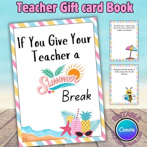 Bestseller "Si le das un descanso de verano a tu profesor", Libro de tarjetas de regalo para profesores, Regalo de fin de curso, Regalo para profesor de guardería, Porta tarjetas de regalo