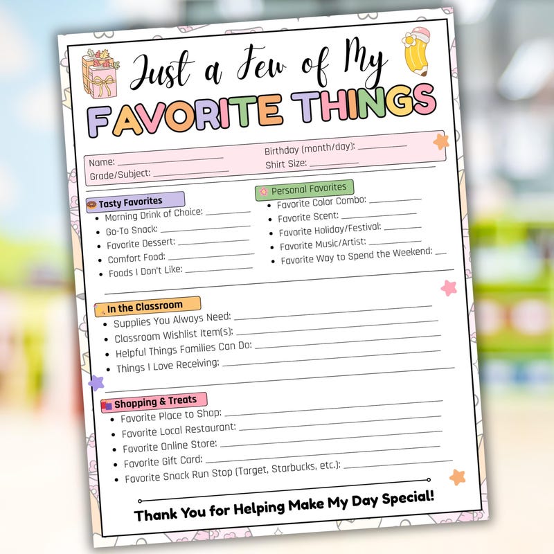 A Few of My Favorite Things Printable Etsy