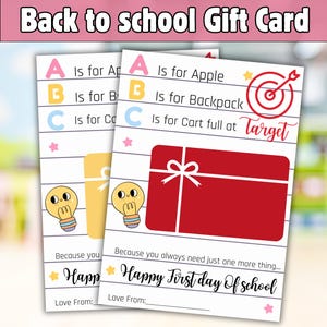 Bestseller Back to School Teacher Gift , Printable Target Gift Card Holder , First Day of School Gift ,First Day Of School Gift Card Holder
