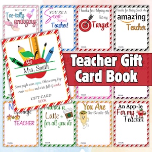 Libro di carte regalo per insegnanti, Porta carte regalo stampabili per insegnanti, Biglietto di ringraziamento per insegnanti, Regalo per insegnanti, Biglietto di ringraziamento per insegnanti