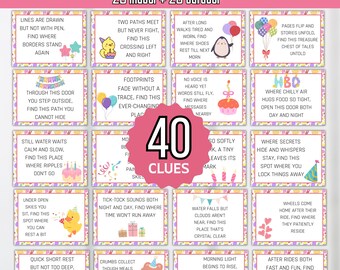 Teens Tweens  Birthday Scavenger Hunt Clues, Indoor Outdoor birthday Party Game
