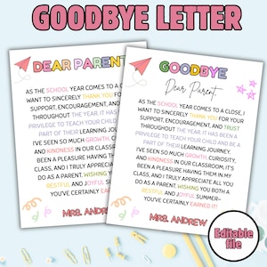 Regalo más vendido para padres para el último día de clases, carta de fin de curso para padres, regalo para maestros para el último día de clases, carta de regalo