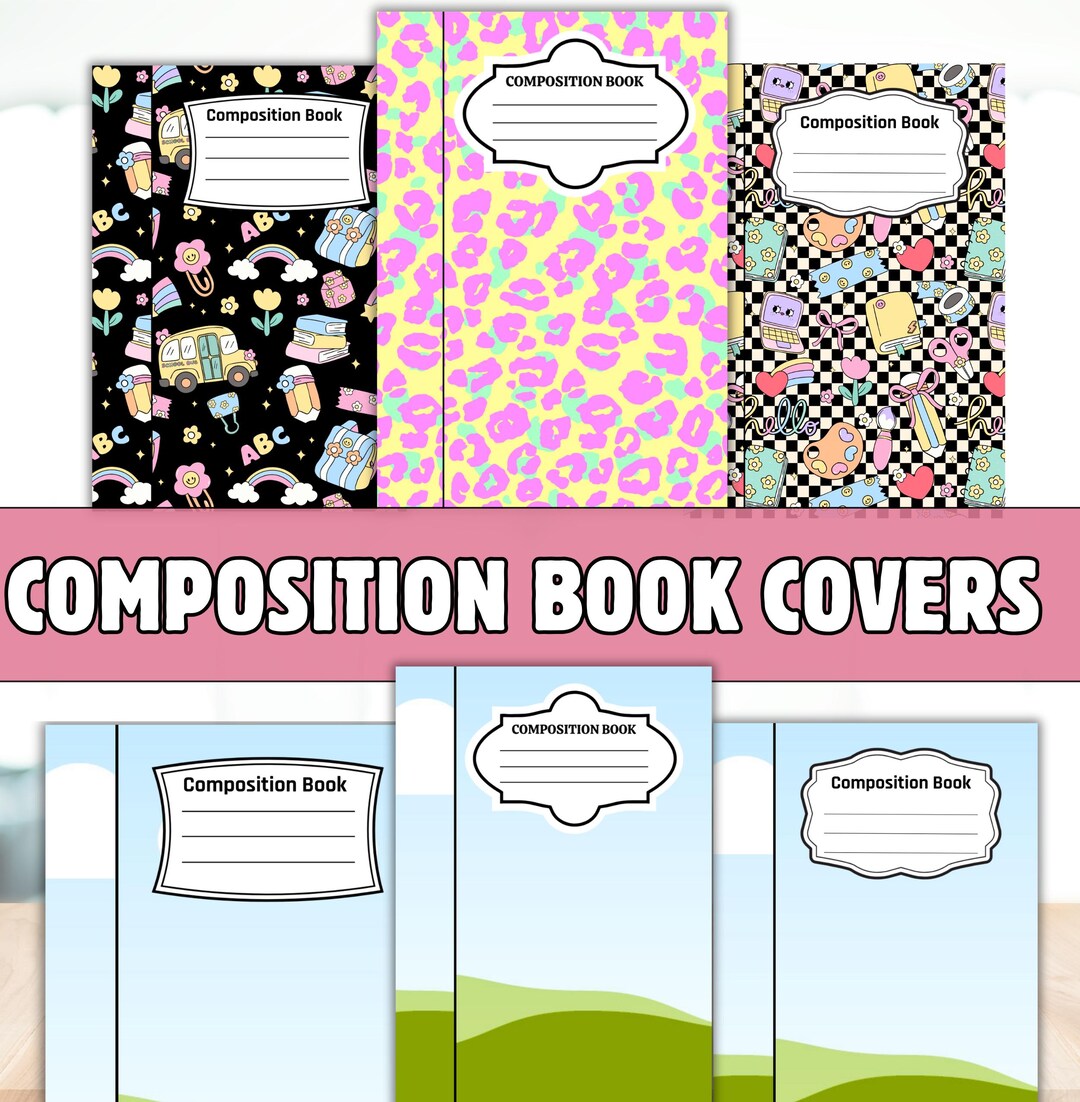 Composition Notebook Cover Canva Frame Template, Editable Composition ...