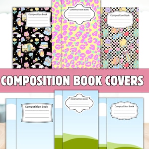 Komposition Notebook Cover Canva Rahmen Vorlage, bearbeitbares Komposition Notebook Cover, Komposition Notebook Canva Rahmen, Schulanfang