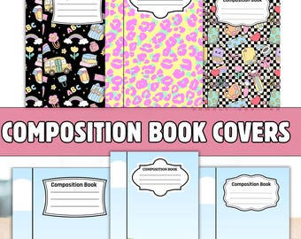 Composition Notebook Cover Canva Frame Template, Editable Composition Notebook Cover, Composition Notebook Canva Frame, Back to School