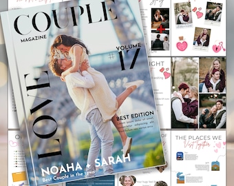 Trendy Customizable Couples Magazine Template | Anniversary & Relationship Gift | Book Gift for Him and Her,Engagement Gift Couple edition