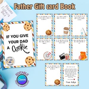 Afdrukbaar als je een vader een koekje geeft cadeaubon Boek, verjaardagscadeau vader, Vaderdag cadeaukaart boek, leuke aandenken, sjabloon cadeau koekjesboek