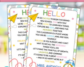 Welcome Back to School Letter for Students, First Day of School Welcome Back Letter, Student Card Gift from Teacher,Classroom Letter