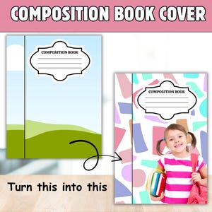 Custom Composition Notebook Template, Composition Notebook Cover Template, Composition Book Fully Editable Canva Frame, DIY Digital Download