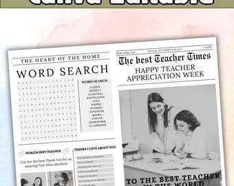 Bestseller Teacher Appreciation Week Newspaper Template, Flower Bouquet wrap Teacher Gift, Teacher Appreciation Week Card Gift, Trendy gift