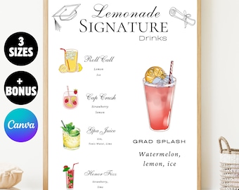 Bestseller Graduation Lemonade Bar Sign, Grad Party Drink Station Sign, Senior Graduation Decor, graduation drink sign, signature drink sign
